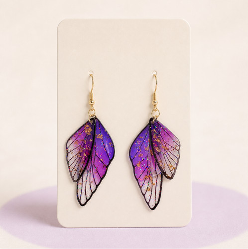 Purple cicada wing dangle - purple,